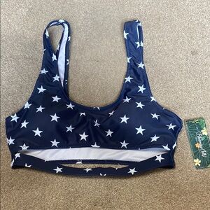 Blooming Jelly Americana Navy Star Print Bikini Top Size M